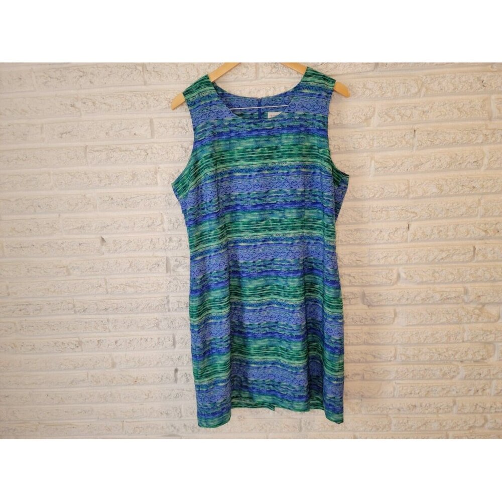 Miss Dorby Vintage Blue Shift Mini Dress Women's Size 18 Boat Neck Zip WAT109E